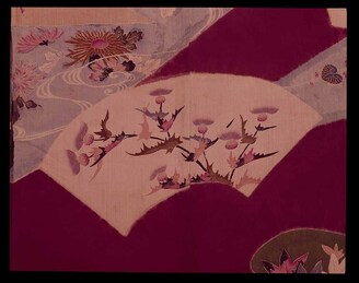 紫絽地流水に薊文様染刺繍単衣