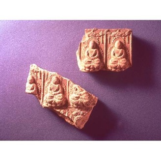 Votive Tile with Buddhist Triad