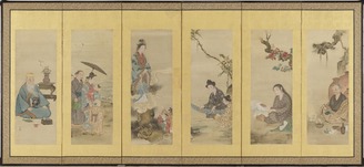Folding screens depicting Ryukyu genre scenes by Higa Seisei