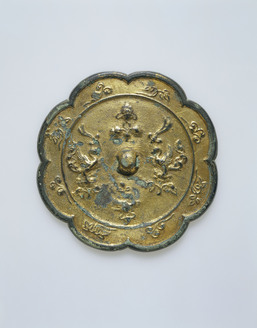 Bronze Mirror with Design of Flowers and two Phoenixes (Excavated presumably from Aguchi-jinja shrine, Osaka)