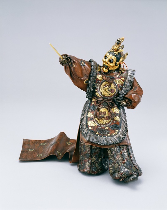彩色木彫 「蘭陵王」 舞楽置物 時代 細密彫刻 オブジェ - 美術品
