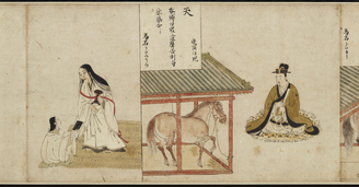 時代 馬学 巻物 まくり 4枚 和本 墨書 馬医書 馬療図 古文書 資料 戦前 時代 馬学 巻物 まくり 4枚 和本 墨書 馬医書 馬療図 古文書