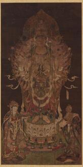 絹本肉筆 観音像 宮原柳僊拝寫 二十三夜 仏教美術 掛軸 送料込み251012