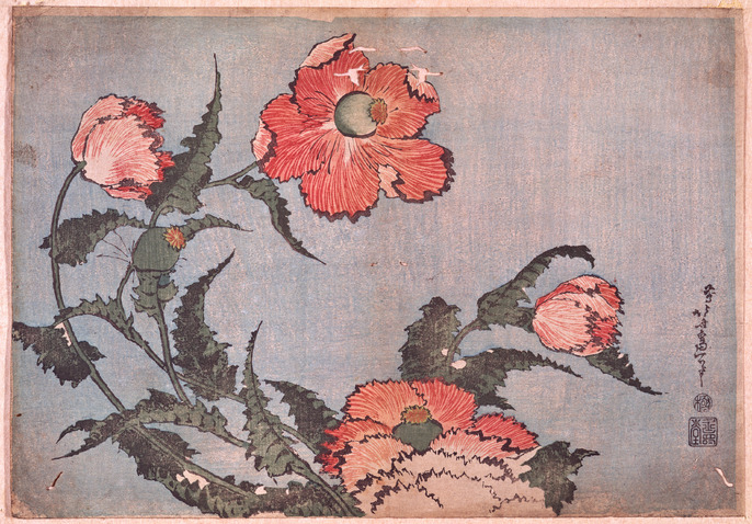 木製パネル アート 葛飾北斎 大判錦絵 芥子(けし) 木製パネル アート 葛飾北斎 大判錦絵 芥子(けし)