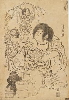 Kintarō with a Demon on His Arm from the Series Kintarō at Play