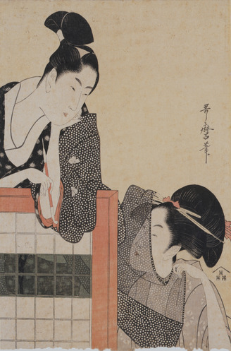 Above and Below the Screen by Kitagawa Utamaro