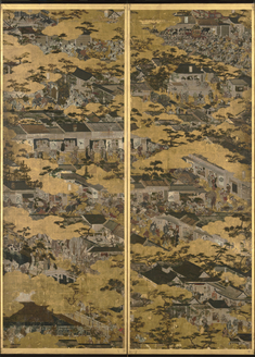 洛中洛外図屏風 舟木本（未開封） 洛中洛外図屏風（舟木本） 文化遺産オンライン