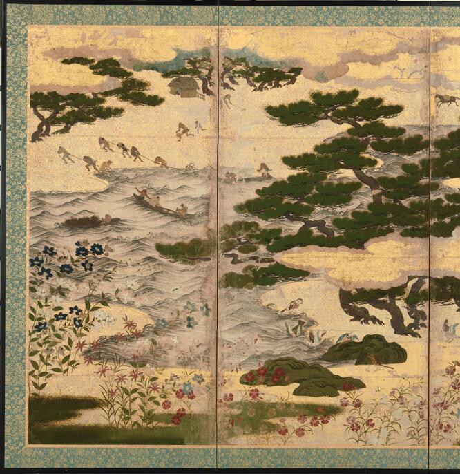 真作/緑雲/山村帰樵図/布袋屋掛軸HC-460 山村観峰 吉祥掛軸『豊穣春秋二十六景図』