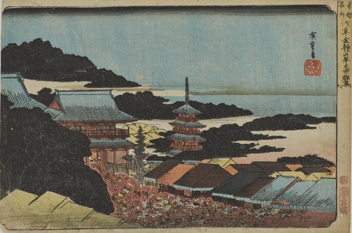 真作】浮世絵「国政四代」木版画「東京名所之内金龍山浅草寺真