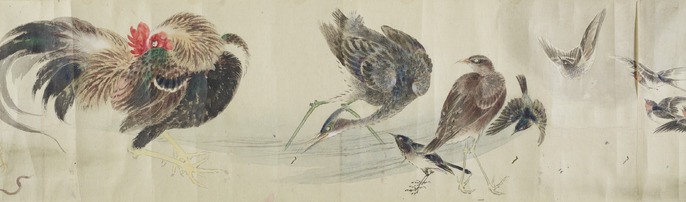 春 暉 翁 筆 紙本彩色画 題目 【 親子鶏 】 共箱 春 暉 翁 筆 紙本彩色画 題目 【 親子鶏 】 共箱 春 暉 翁