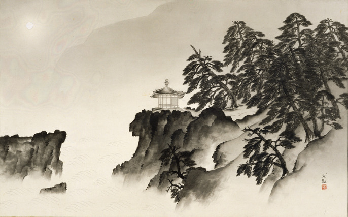 横山大観、「五浦の月」、希少な画集より、新品高級額・額装付 ColBase