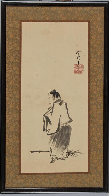 九谷焼￼色絵￼寒山拾得像 九谷焼￼色絵￼寒山拾得像