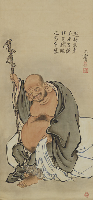 真作/真邦/岩上観音図/布袋屋掛軸HC-868 ColBase