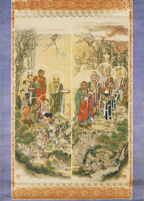 「羅漢図讃集」養鸕徹定編 緑山蔵版 文久二年自序 揃3冊」彩色木版画 和本 羅漢図讃集」養徹定編 緑山蔵版 文久二年自序 揃3冊」彩色木版画 和本