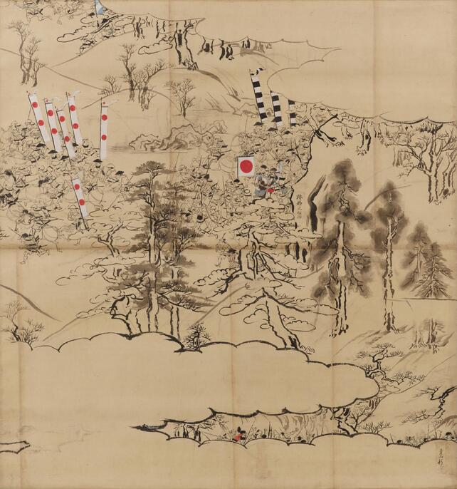 長篠合戦 屏風 約横187.5cm x縦 95cm 長篠合戦 屏風 約横187.5cm x縦 95cm 長篠合戦 屏風 約横187.5