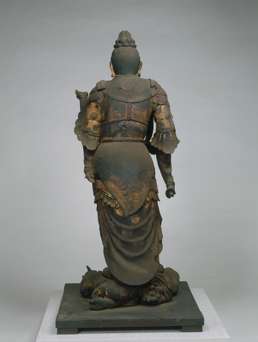 毘沙門天 天然材彫刻 手彫り 正之作 共箱 時代物 骨董 旧家蔵出し 蒐集