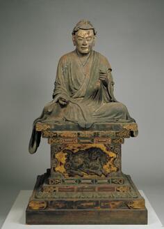 室町時代　人物　銅像　古美術　骨董品　台座付き ColBase