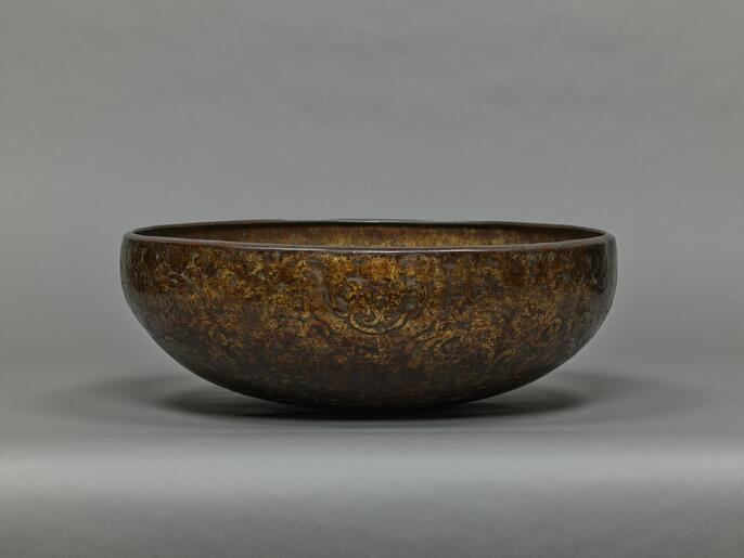 銅器 観自在菩薩般若波羅蜜多心経仏鉢 礼仏 供盤 香炉 工芸品 置物 ColBase