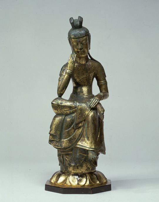 買い公式仏教美術作 銅製 ブロンズ 菩薩半跏像 高さ：41cm 仏像 仏像