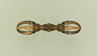 高野山真言宗の2金入り黄銅無垢と2金入り黄青銅無垢の一対の五鈷杵 高野山真言宗の2金入り黄銅無垢と2金入り黄青銅無垢の