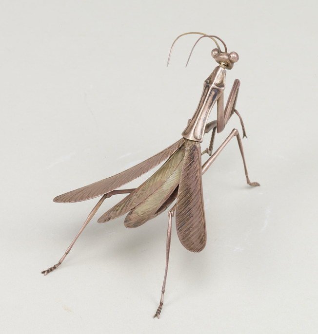古銅自在カマキリ螳螂置物長 約9.6CM ColBase