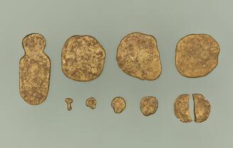 Ritual Objects Used to Consecrate the Site of Kōfukuji Temple, Gold Pieces