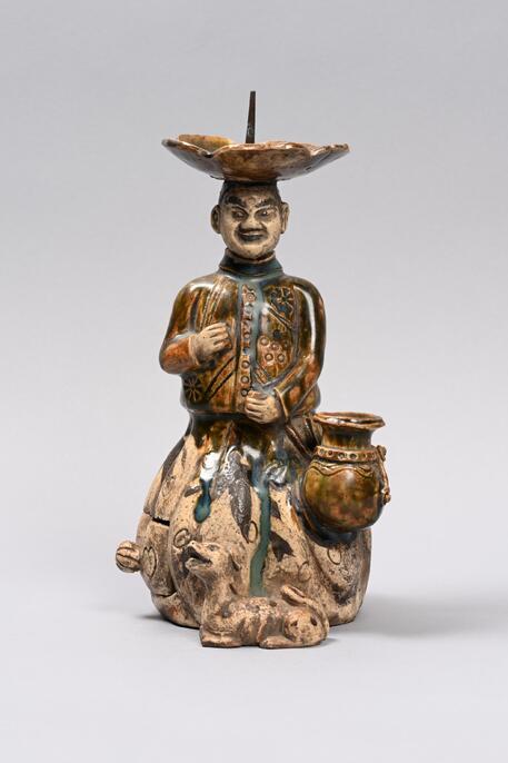 織部南蛮人燭台 織部焼 ラッタン人 人形 燭台 織部 南蛮人 置物 蝋燭立