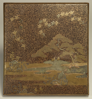 金蒔絵吉野山図硯箱 明治時代-19世紀頃 硯 水滴 双鹿 内梨子地漆器文房具 ColBase