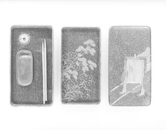 硯箱 御所車蒔絵