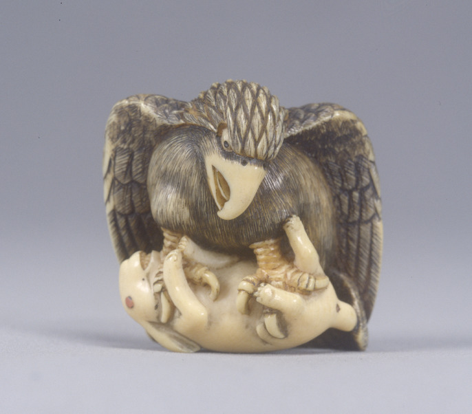 牙彫極上彫鳥根付9g トヒサ東な7-0430☆1F