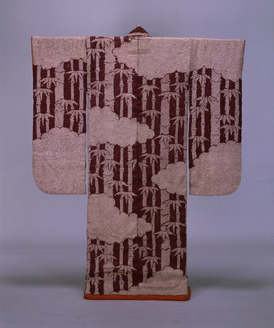 Long-Sleeved Kimono (Furisode) with Bamboo and Clouds