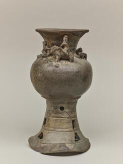 Footed Jar with Ornaments, Sue stoneware