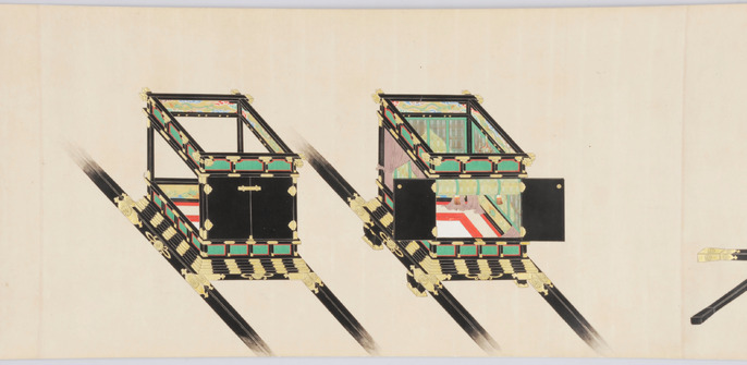 ●老中松平定信による故実書●木版色摺り『輿車図考付図』甲乙揃い 帙附き 芸艸堂版 御輿考証研究●古書 和本 古文書 ColBase