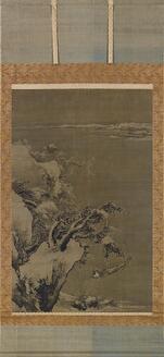 【真作】小室翠雲/秋江獨釣図/山水図/釣舟図/横物/掛軸/名家伝来/AD-281 真作】小室翠雲/秋江獨釣図/山水図/釣舟図/横物/掛軸/名家伝来