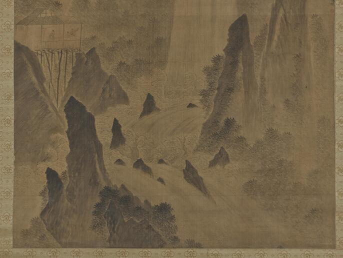 冯超然观瀑图 中国画 掛け軸 水墨画 和室 玄関 茶室 壁掛け 美術品 ColBase