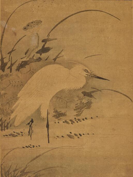 速水御舟筆　白鷺紫閃　石版画軸装　昭和9年制作作品　昭和63年発行　NO61 美品 掛け軸 速水御舟筆「白鷺紫閃」石版画 名画 年中掛け 日本画家