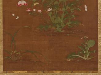 『0080』唐物 花卉草虫図 掛け軸 肉筆 掛軸 0080』唐物 花卉草虫図 掛け軸 肉筆 掛軸