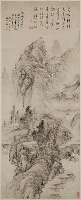 中国古画 水墨画 倪瓒 山水図 水墨画 複製 印章多数 中国書画 朱耷仿倪瓒史上最贵山水画赏析_搜狐网