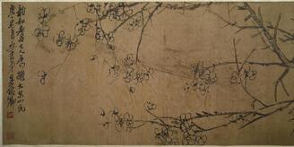 呉俊卿　花鳥画　紙本134×32.5㎝　呉昌碩とも言い清朝末期から近代にかけ活躍 呉俊卿 花鳥画 紙本134×32.5㎝ 呉昌碩とも言い清朝末期から近代にかけ