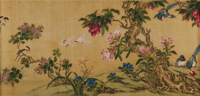 中国　大清雍正年製款　色絵　桃蝙蝠図　花生　時代箱付　M　R7657B ColBase