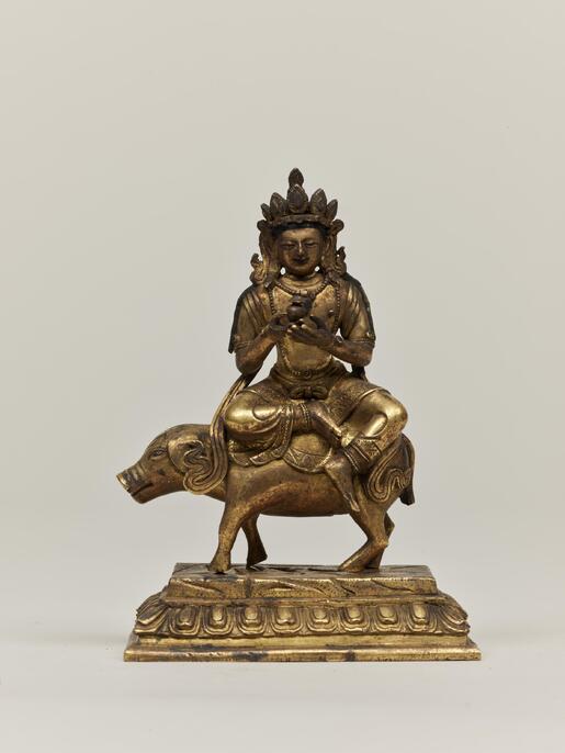 3322 東洋美術 金彩 天女 坐像 木彫 台座付/裸婦像 検: 仏像