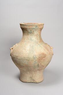 Jar, With animal-mask ring handles, covered with green glaze