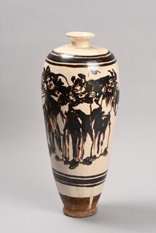 白釉鉄絵人物図瓶