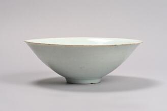 Bowl, Design of boys in scrolling plant, white porcelain