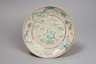 呉州青絵仙人図皿