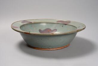 澱青釉紫紅斑洗