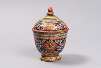 Lidded Bowl with Flowers