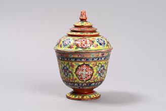 Lidded Bowl with Flowers