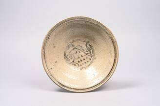 Bowl, Fish design in underglaze iron