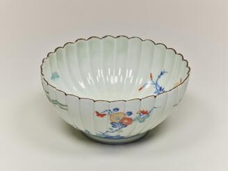 Lobed Bowl with Birds and Flowers